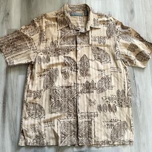 Tori Richard Shirt Mens XL Silk Linen Relaxed Short Sleeve Hawaiian Button Shirt